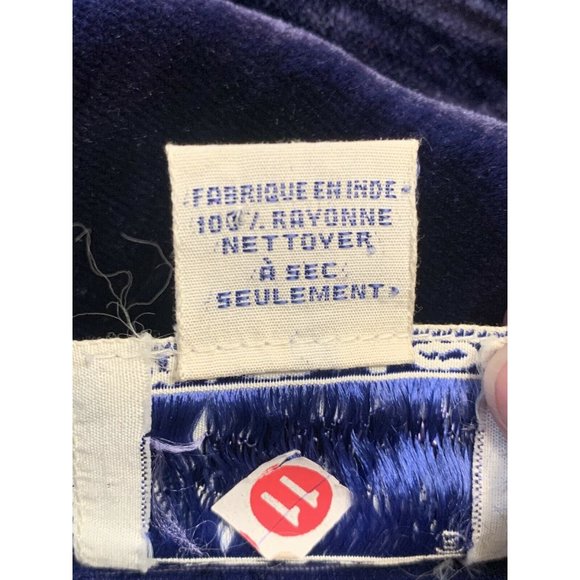 Vintage April Cornell Crushed Velvet Blue Long Sleeve Dress Small Embroidered - Picture 7 of 8